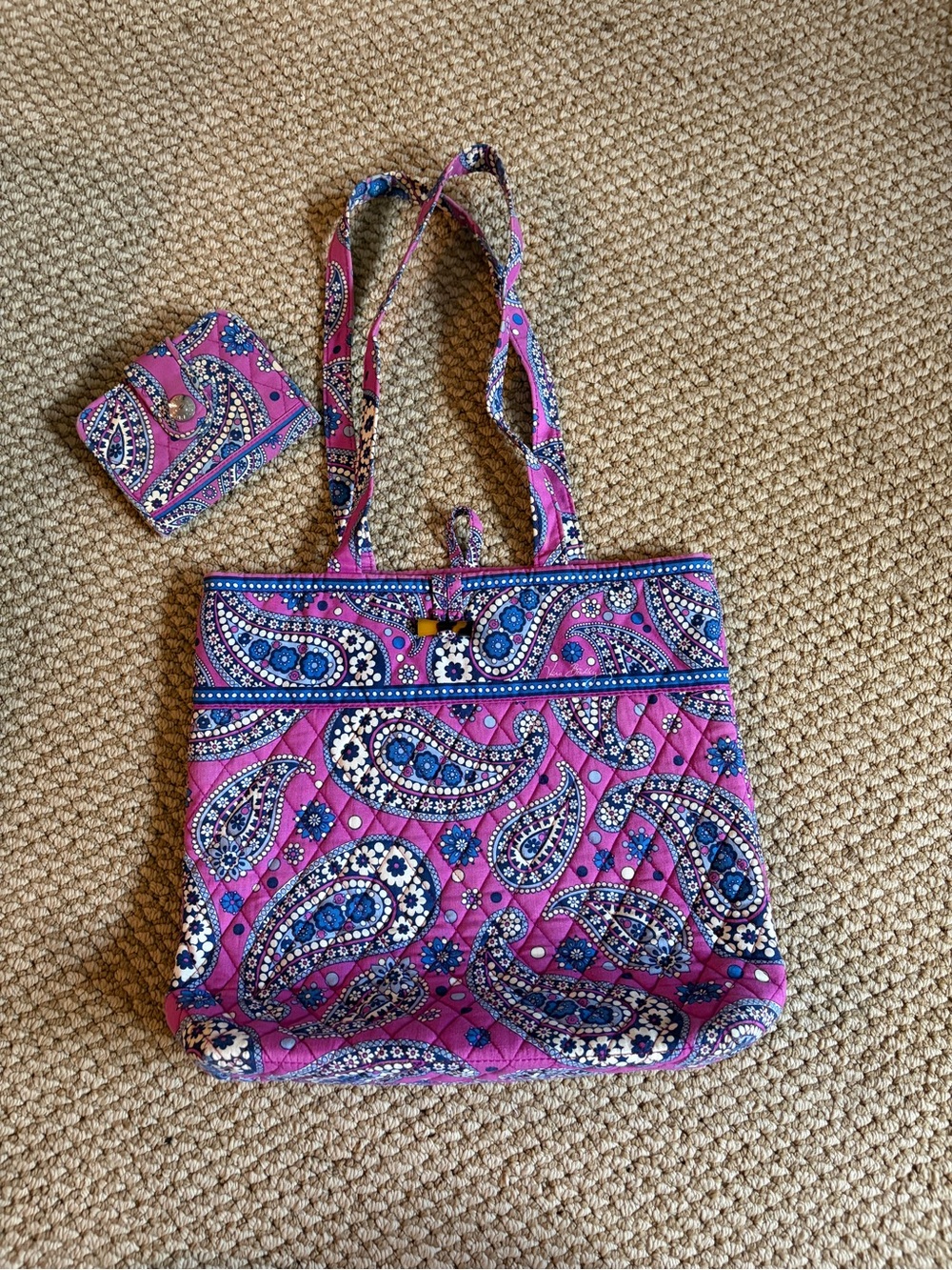 Vera Bradley Quilted Pink Paisley Tote with Matching Wallet